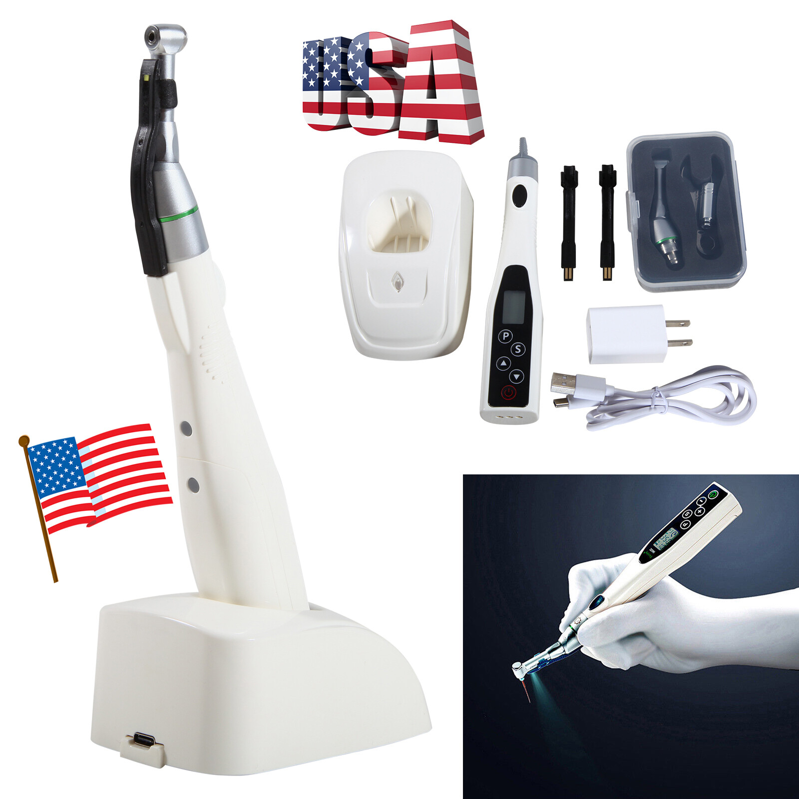 Wireless LED Dental Endodontic​ Endo Motor Root Canal 16:1 Mini Head Handpiece