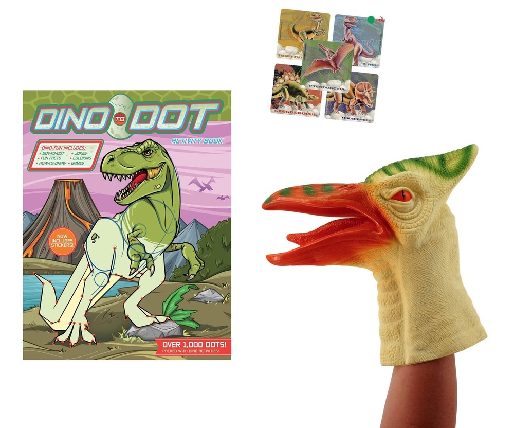 Treasure Co Trio Dinosaur Activity Bundle (3 Pieces, Activity Book, Hand Puppet