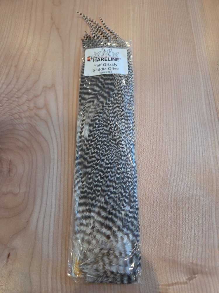 Hareline Half Grizzly Saddle Olive