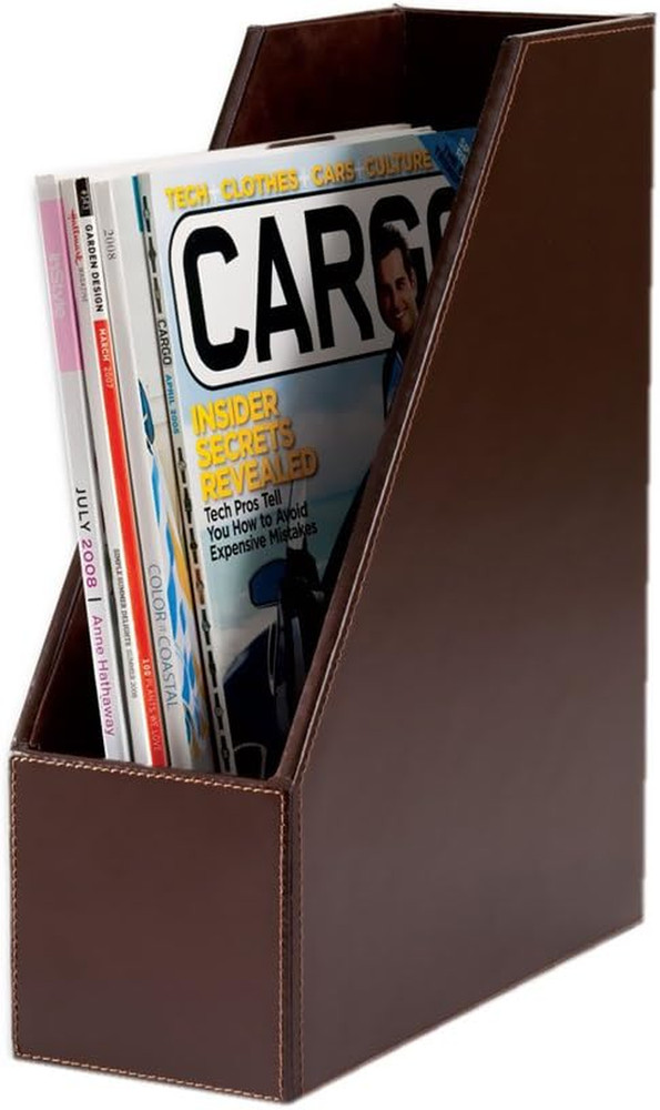 Dark Brown Bonded Leather Magazine Rack