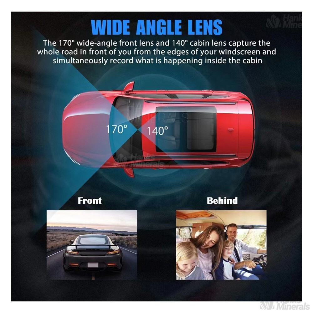 Dash Cam Car HD 1080P Front/Rear/Inside Dual Lens Video Recorder Camera G-Sensor