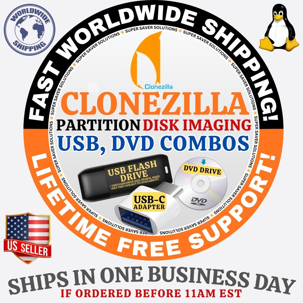 CLONEZILLA DISK IMAGING & PARTITION PROGRAM ISO | DVD, USB COMBOS | FAST SHIP