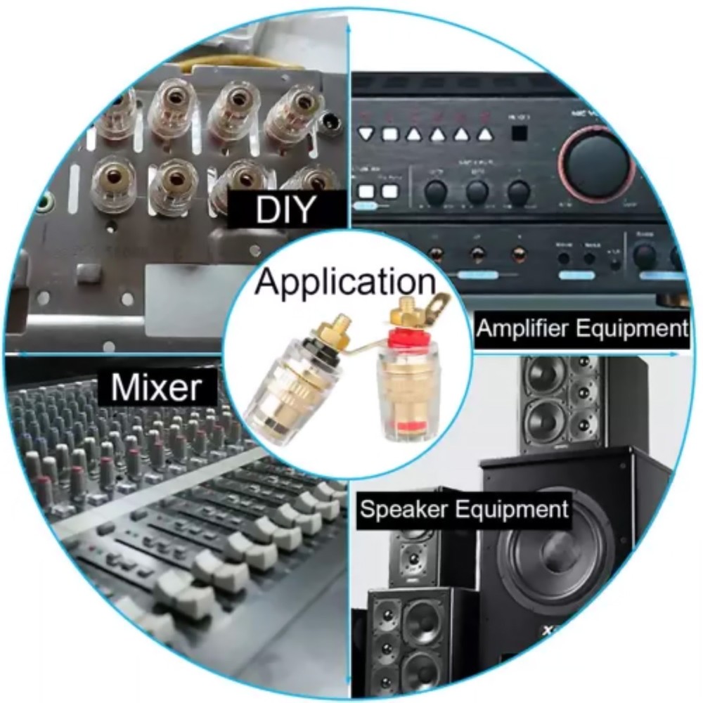8Pcs 4mm Amplifier Speaker Terminal Binding Post Banana Plug Adapter Socket