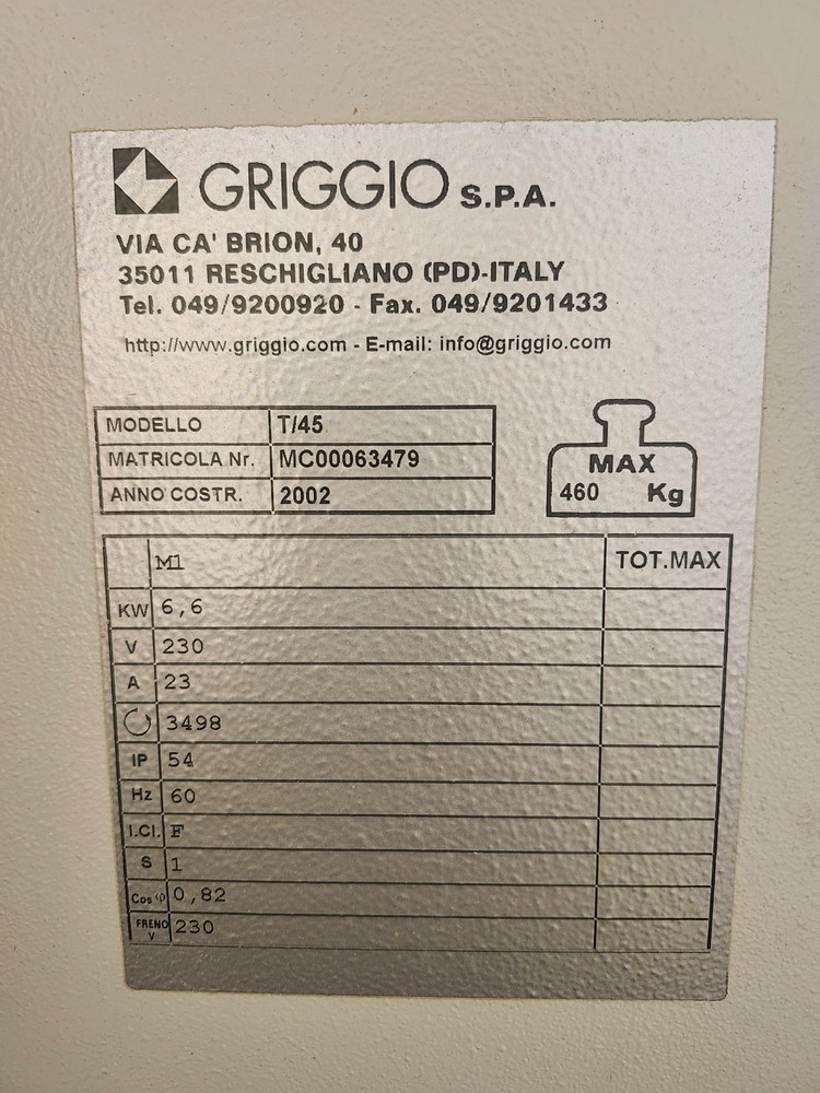 GRIGGIO T45 s Wood Shaper