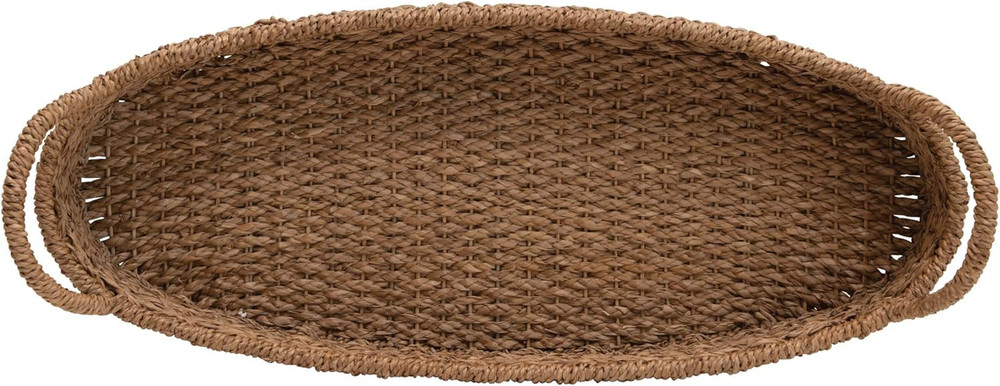 Decorative Oval Woven Seagrass Tray with Handles