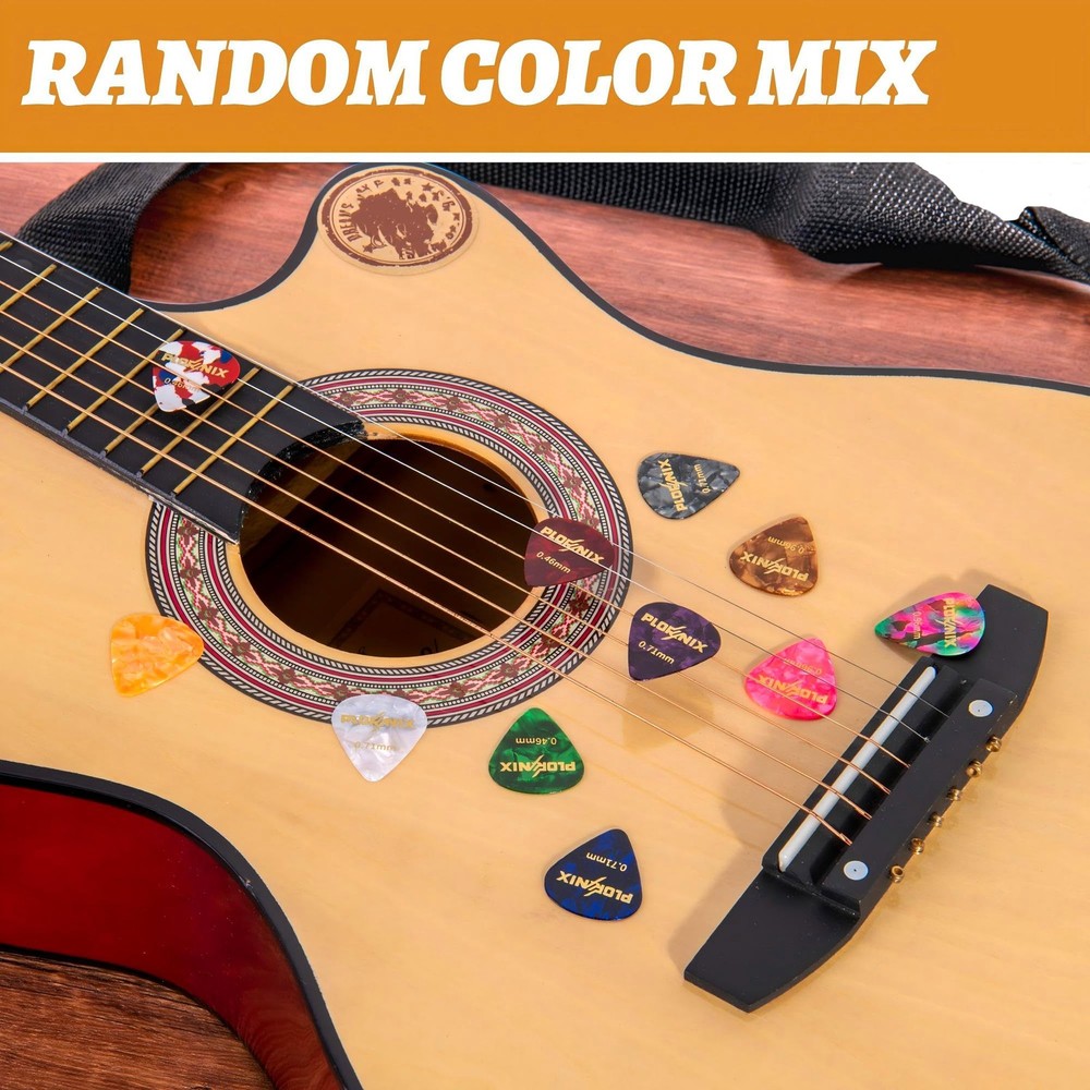 Plornix 30 pack Celluloid Guitar Picks - 3 Different 3 Size, Multicolor