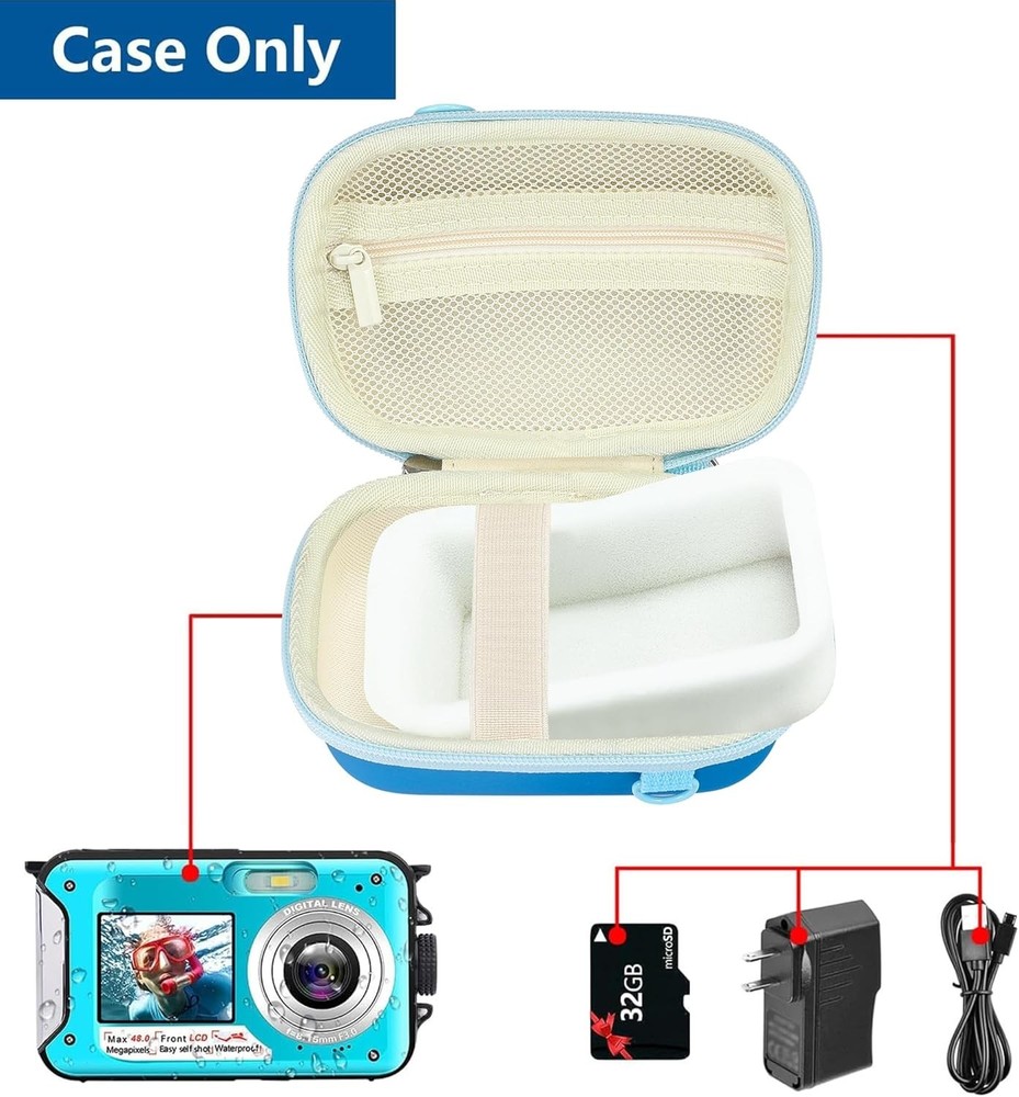 Durable Synthetic Waterproof Camera Case with Flannel Lining & Accessories Net