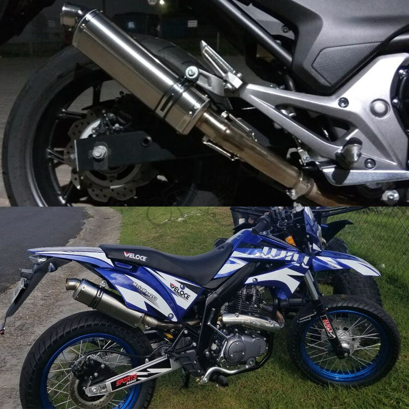 Slip on 51mm Motorcycle Exhaust Tips Muffler Tail Pipe Long 440mm with DB Killer