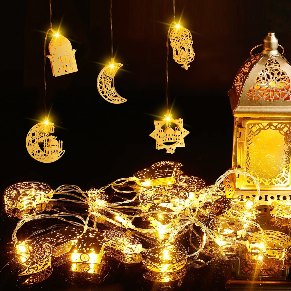 Ramadan Eid String Light- 9.8ft 20LEDs 9.8 feet, Golden Multiple Shapes 1