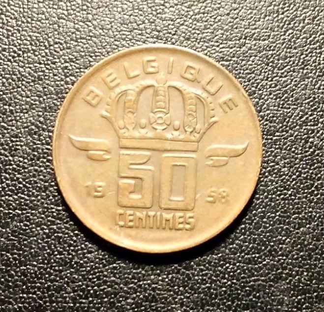 1958 Belgium 50 Centimes Coin