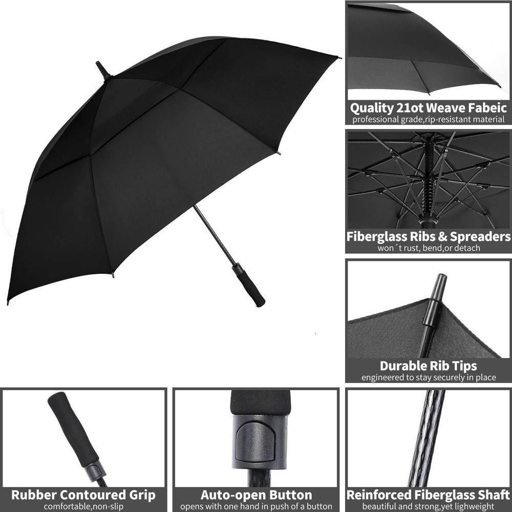 Extra Large Golf Umbrella - 62 Inch Automatic Open Windproof & Waterproof Design