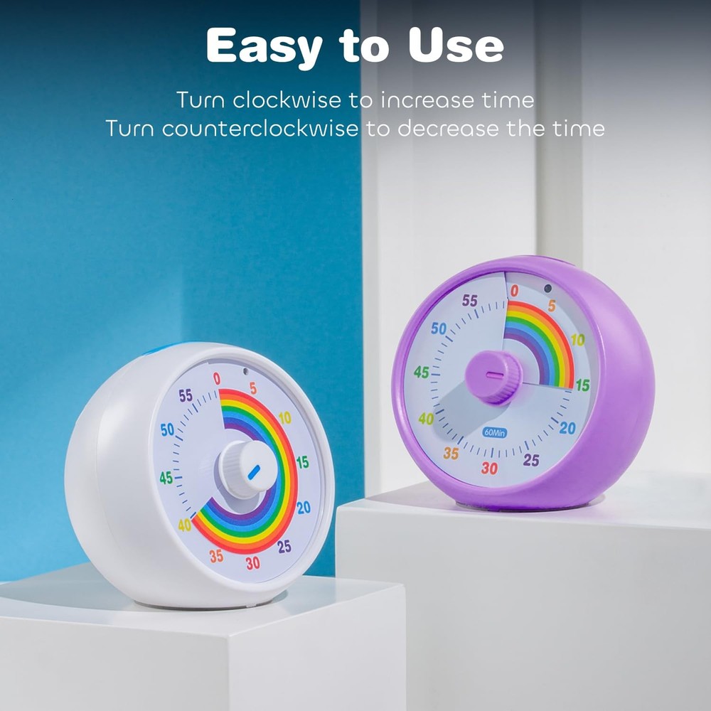 60-Min Visual Timer for Kids Classroom Office Kitchen Study - Silent Countdown