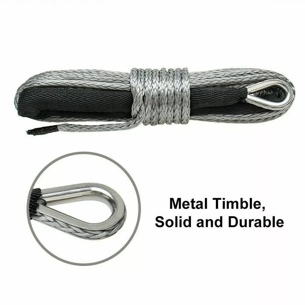 1/4"x50' 10000LBS Synthetic Winch Rope Line Recovery Cable 4WD ATV UTV Gray #UP
