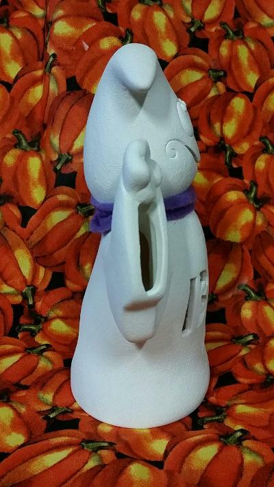 Ceramic Bisque Ready to Paint Small "BOO" Ghost ~~~ clipin light incl.