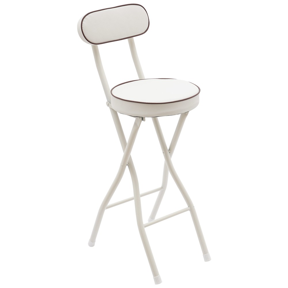 2PCS Bar Stool Portable Folding Stool Padded Folding High Chairs White