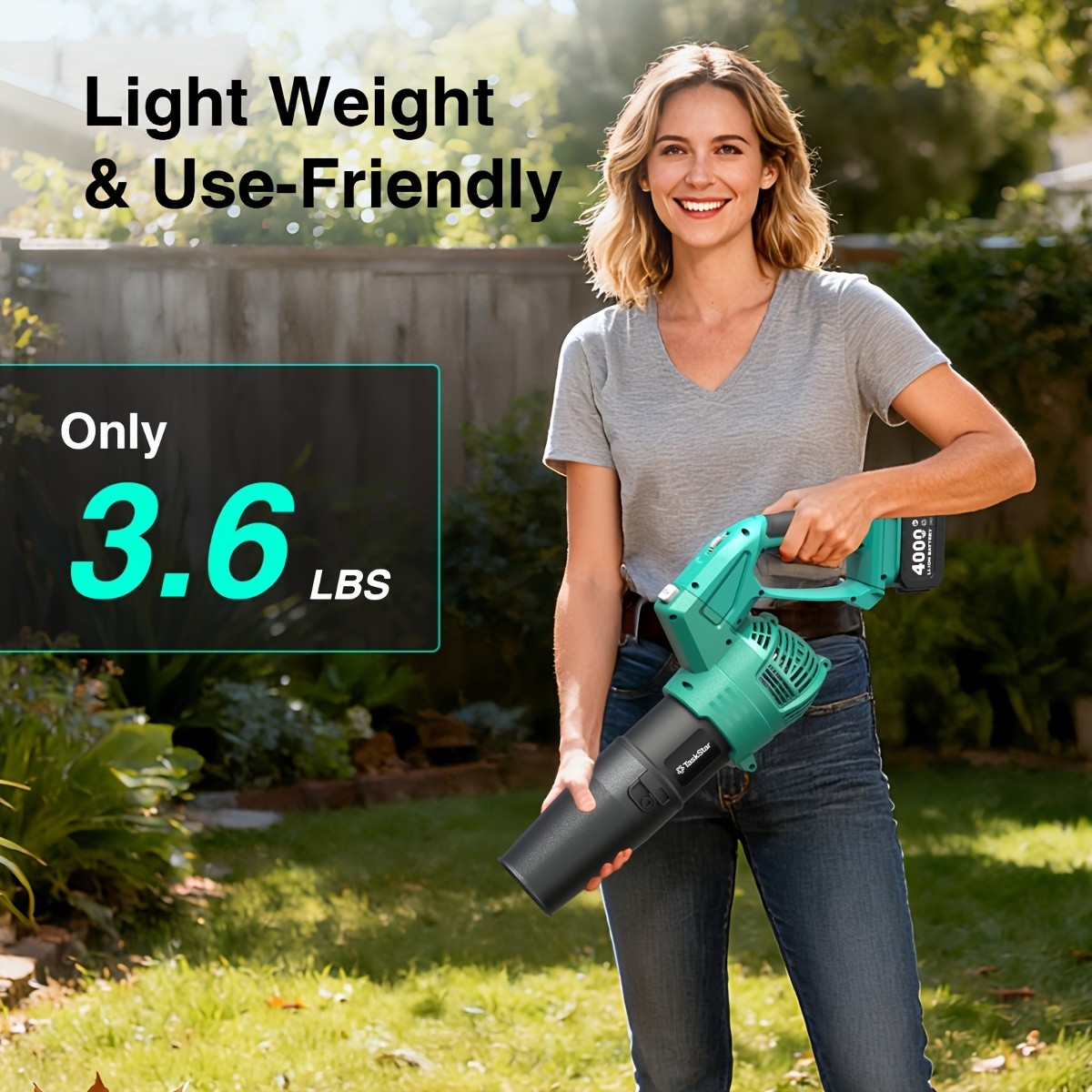 Electric Cordless Leaf-Blower 550 CFM Handheld Airblower,2*4.0Ah Battery+Charger