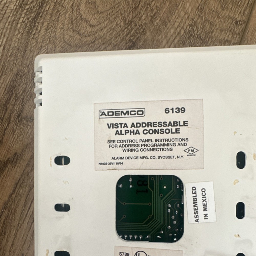 ADEMCO 6139 Wired Keypad Alpha Numeric Console White