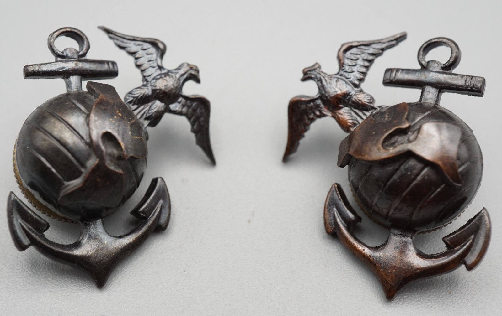 WWII USMC Marine Officer EGA Eagle Globe Anchor Collar Set by Meyer RARE