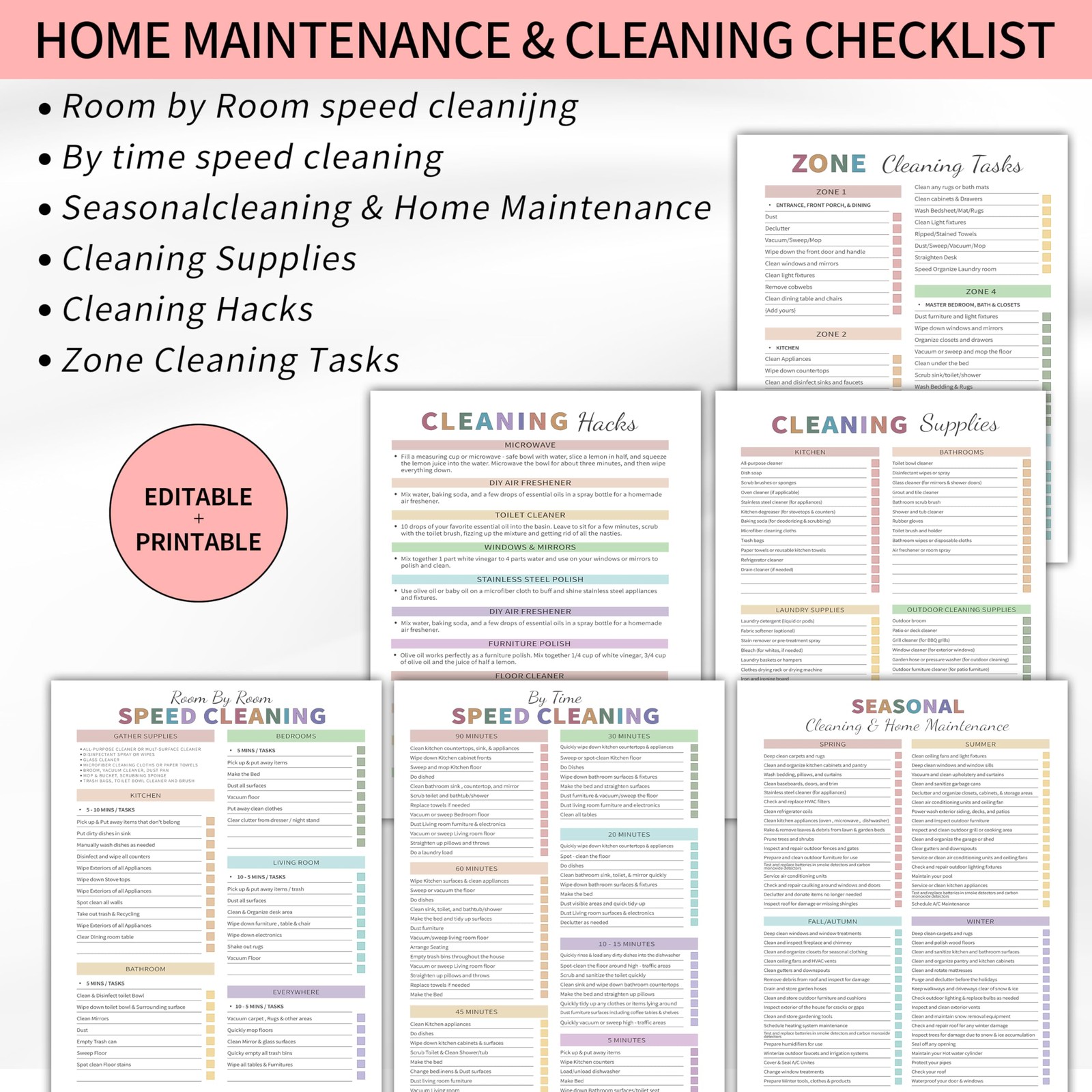 Adhd Cleaning Planner for Adults Women, Cleaning Schedule and Checklist Organ...