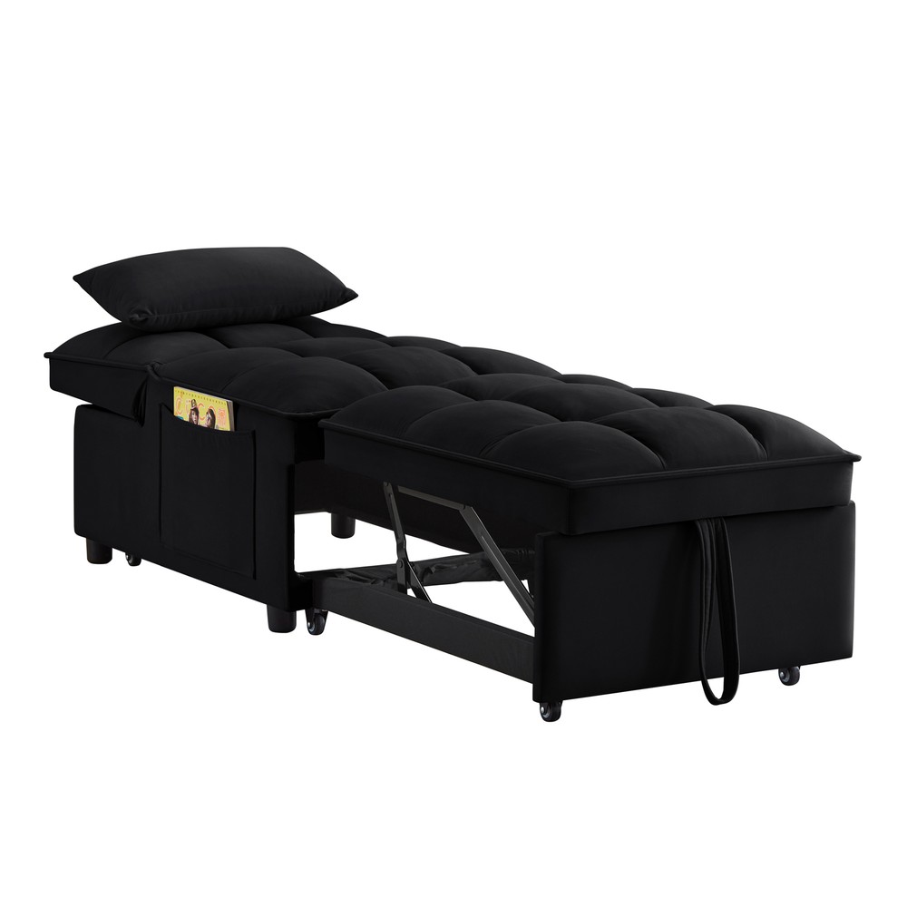 Sofa Bed 4-in-1 Convertible Sofa Couch Velvet Pull-out Sofa Adjustable Backrest