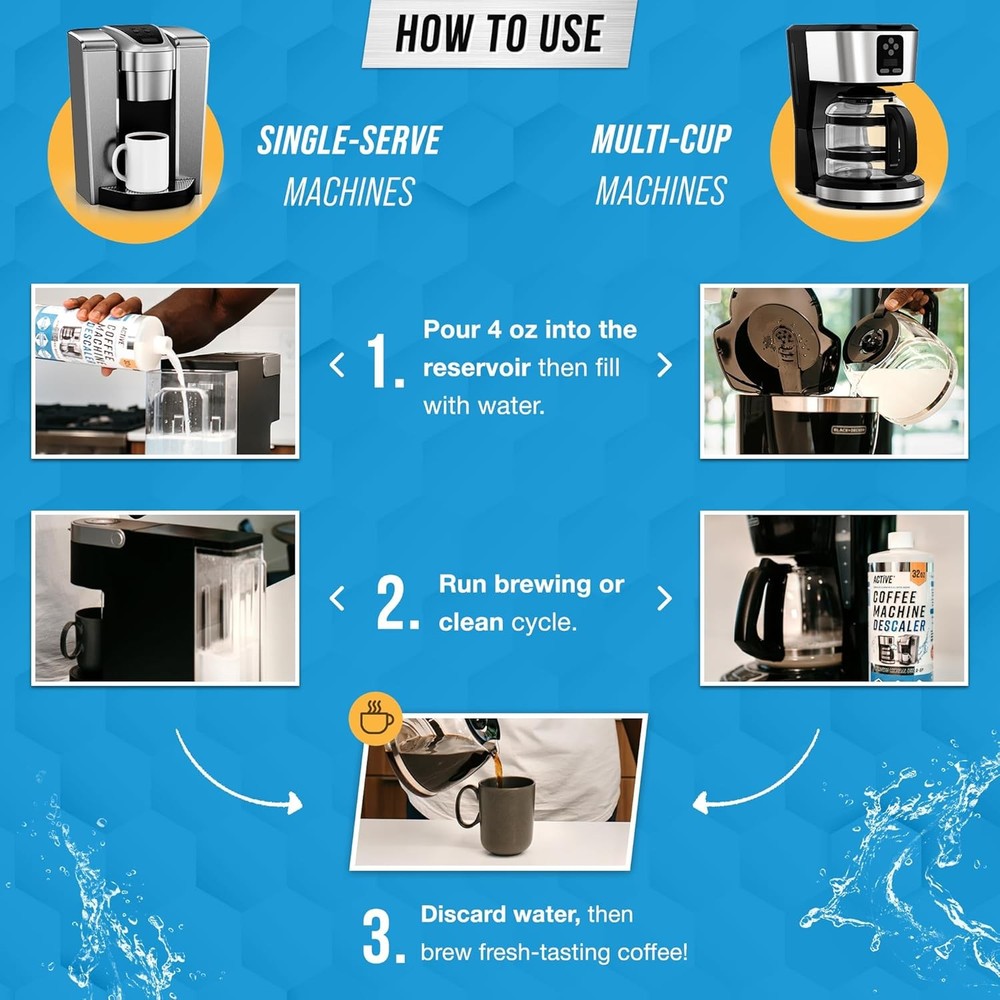 Coffee Machine Descaler Descaling Solution - 32Oz (8 Uses) Compatible with Keuri