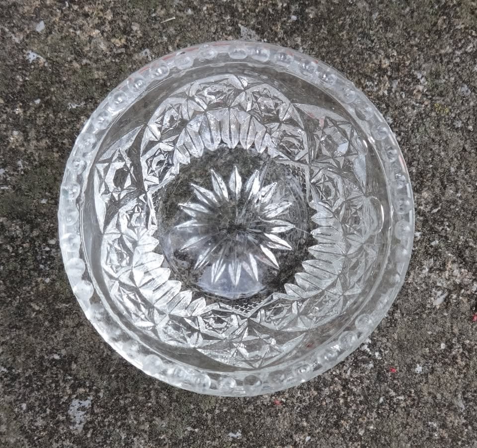 1905 Cambridge Wheat Sheaf Pattern Glass Open Salt Dip, Cellar, Dish!