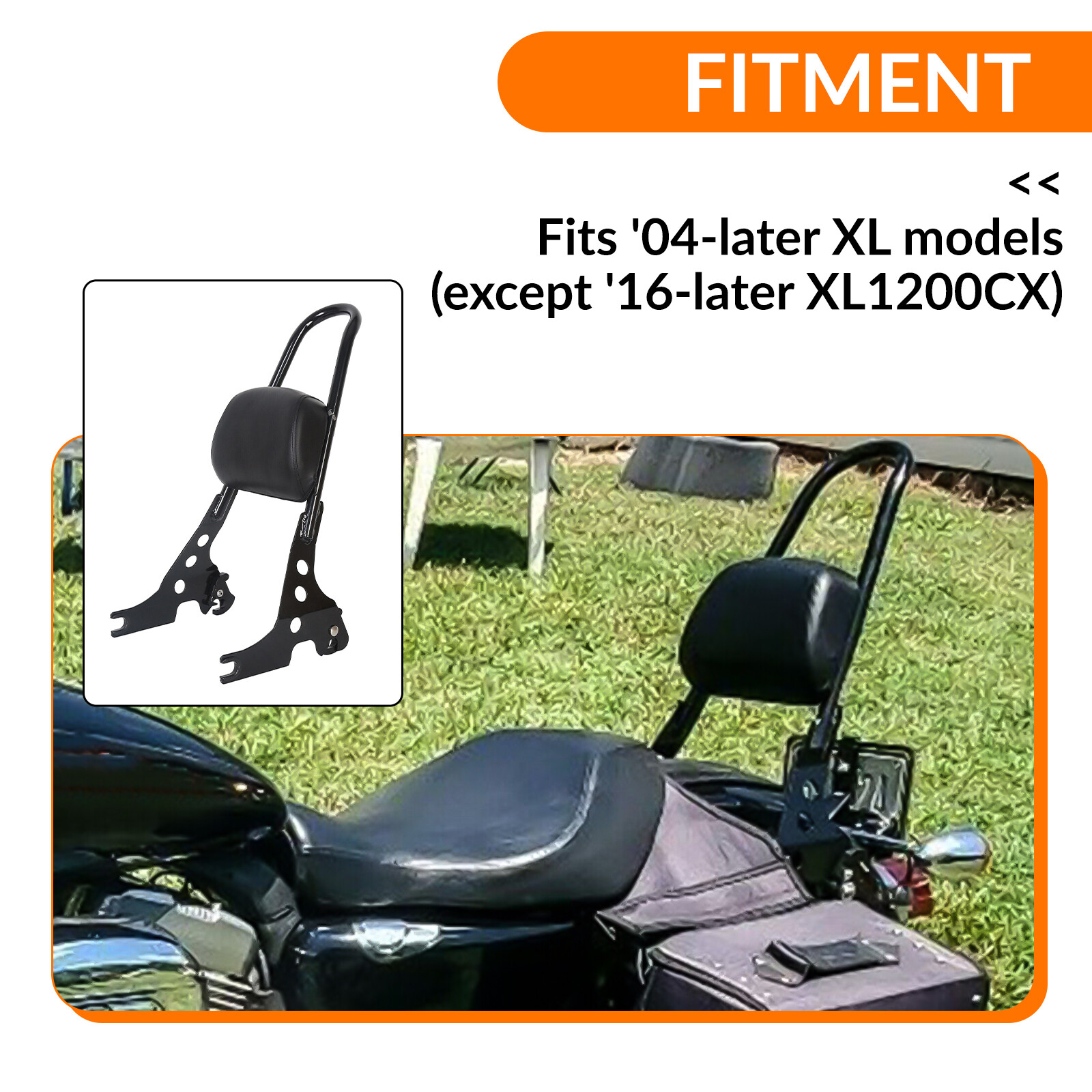 Detachable Passenger Sissy Bar Backrest Pad For Harley Sportster 1200 883 04-UP