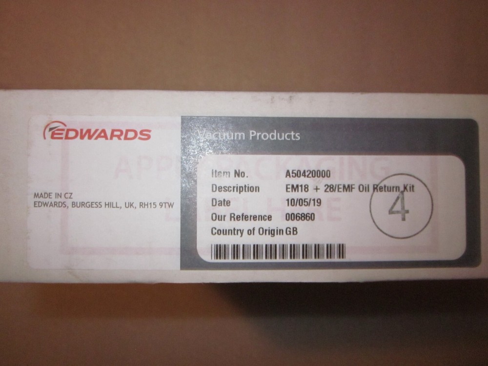 Edwards A50420000 Clean Application Oil return KIT E1M18 E2M18 E2M28 Boxed