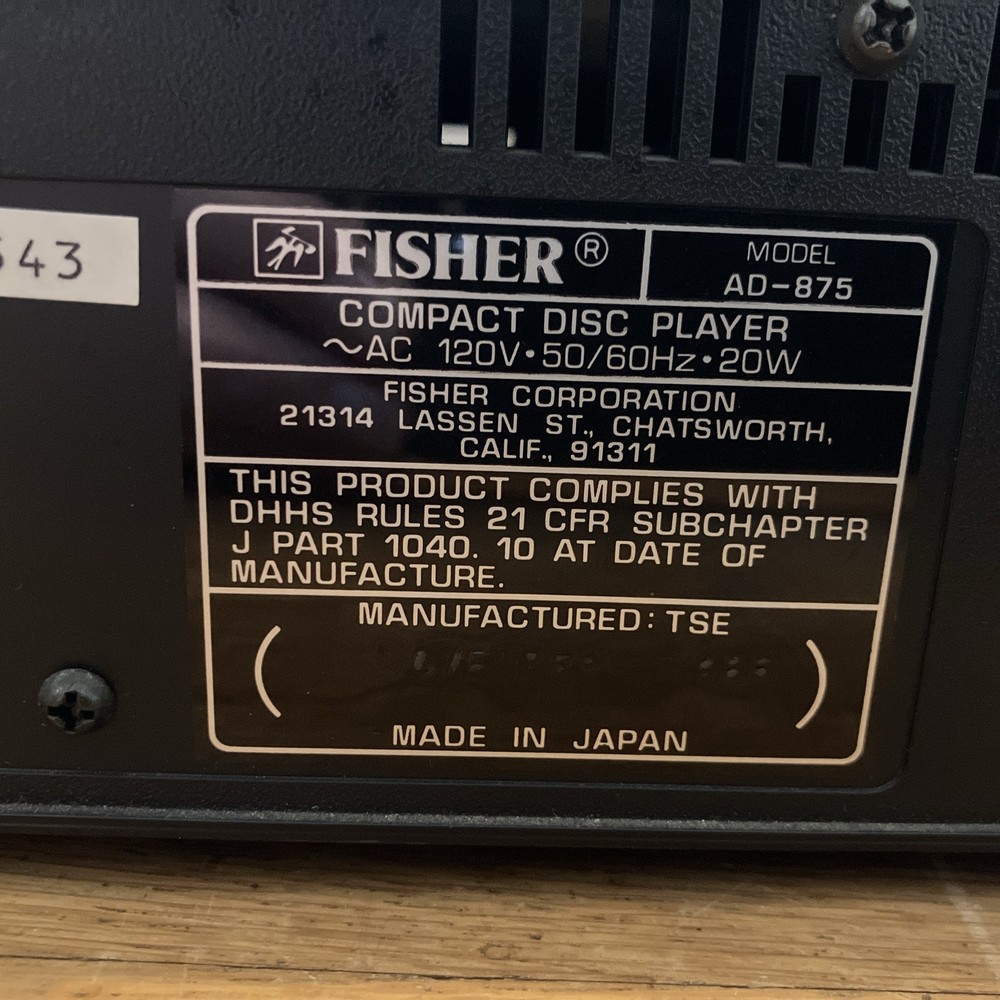 Fisher CD Player AD-875