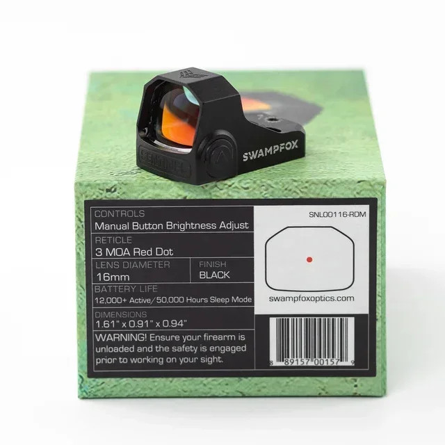 SWAMPFOX Sentinel Red/Green DOT Sight Auto/Manual Brightness Adjust RMSc 3 MOA