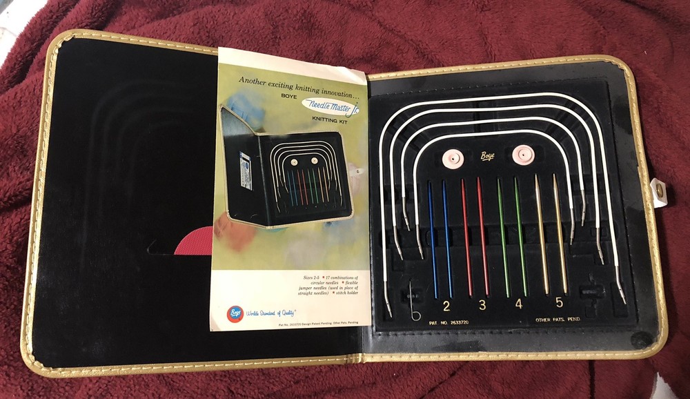 Vintage BOYE Needle Master Kit Case Circular  Knitting Needles Complete 2-5