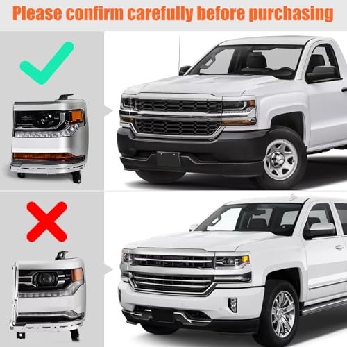 Headlight Assembly Compatible with Chevy Silverado 1500 2016 Left Driver Side