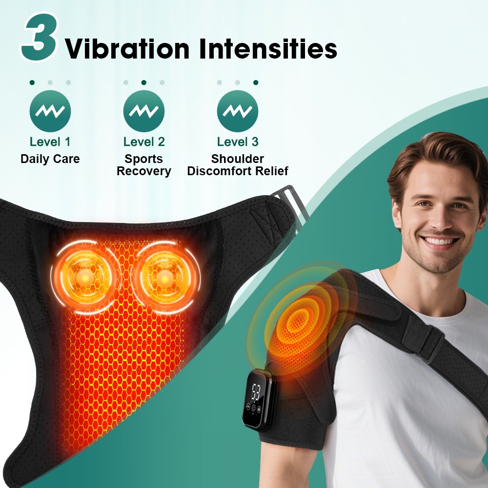 Electric Heated Shoulder Massager Brace with Vibration Therapy Joint Pain Relief