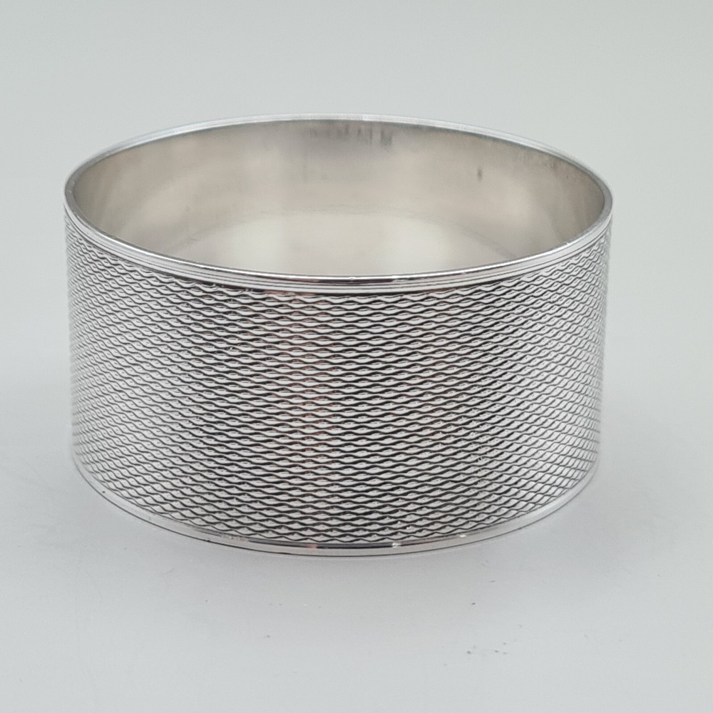 Sterling Silver Engine Turned Napkin Ring by D Bros Birmingham 1955