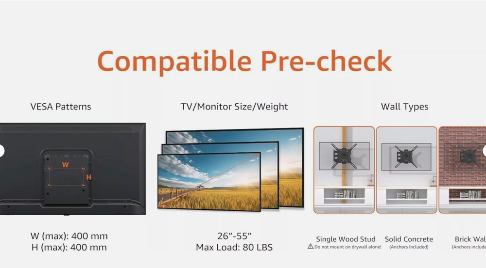 Versatile Wall Mount for 26-55" TVs - Full Motion, Easy Install