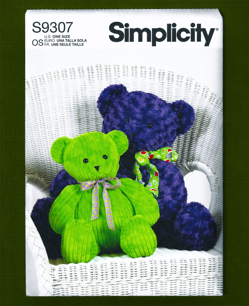 Plush Bears Sewing Pattern~Sizes Small (20") & Large (29")~Gifts~Simplicity 9307