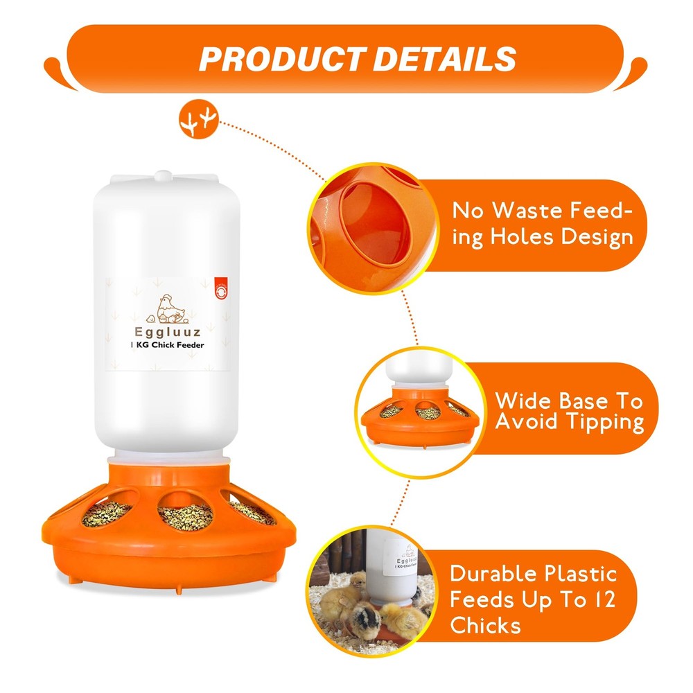 Chick Feeder and Waterer Kit Automatic Chicken Feeder and Waterer Set, 1L Chick