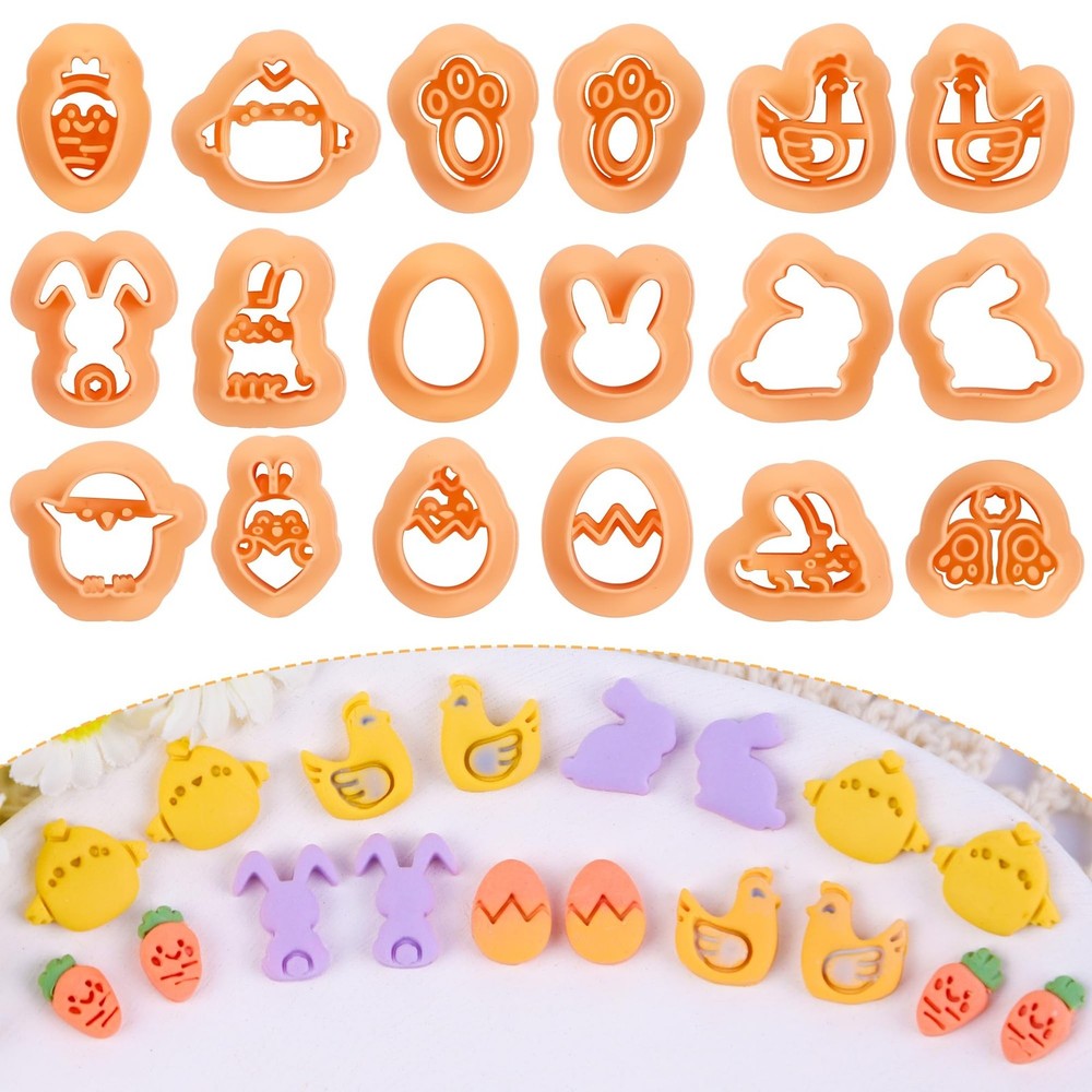 Puocaon Easter Polymer Clay Cutters - 18 Pcs Small Stud Easter Clay Cutters f...