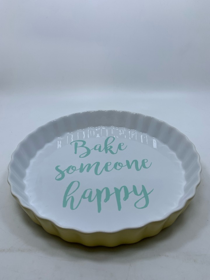 BAKE SOMEONE HAPPY TART DISH STONEWARE.