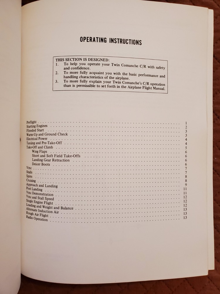 Piper Twin Comanche C/R Pilot's Operating Manual 1970 Research/Development copy