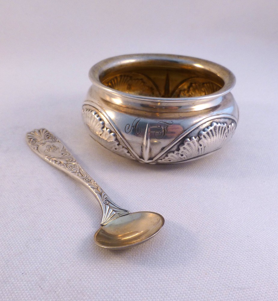 Gorham's Royal Pattern Silverplate Master Salt Cellar & Spoon Set(s)-Mono AF