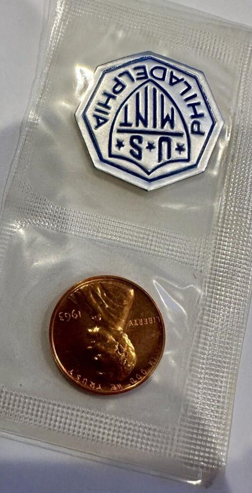 1963 LINCOLN Proof Cent w/Mint Token ~ Sealed Mint Cello ~From Original Mint Set