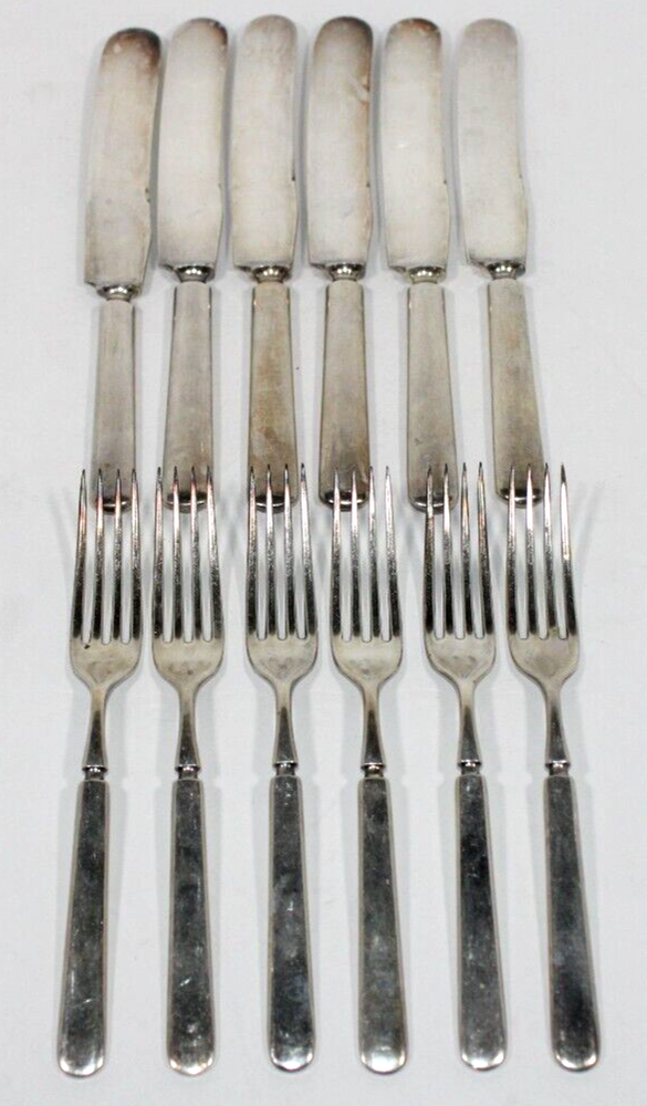 12 Pce. Vintage Silverplate Forks & Knives - Unknown Maker Clint E. Dice