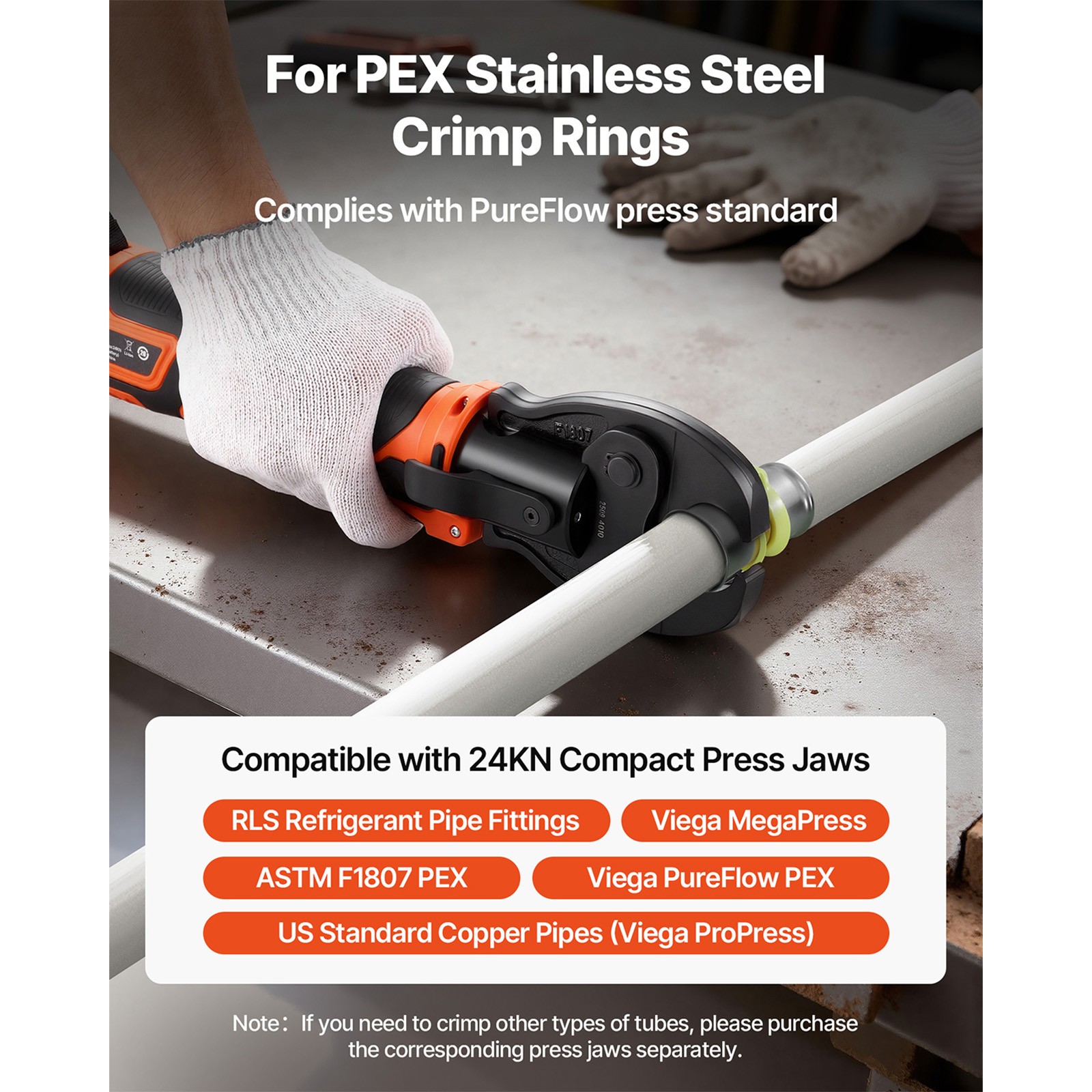 Uimoso 18V Press Tool Kit for 1/2" 3/4" 1" PEX Pipe Stainless Steel Ring