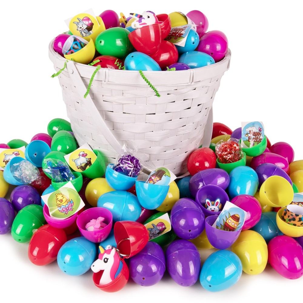 Giraffe 100 Pack Prefilled Easter Eggs Bulk - Multi Color Plastic Filled East...
