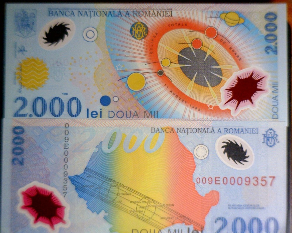 1999 $2,000 Romania GEM CU Solar Eclipse Note Currency SUPERB Graphics FREE SHIP