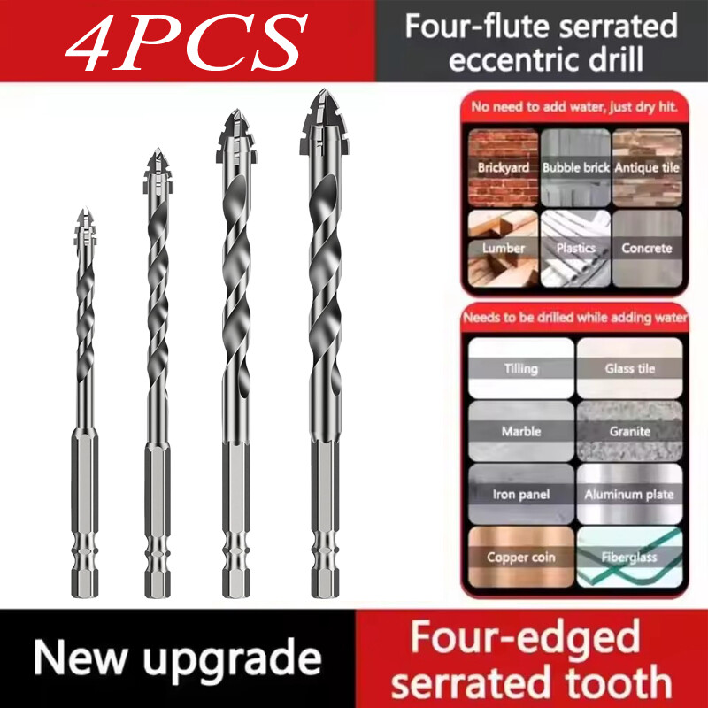 Eccentric Drill Bit Set Four-Flute Sawtooth Eccentric Drill Bit High Hardness