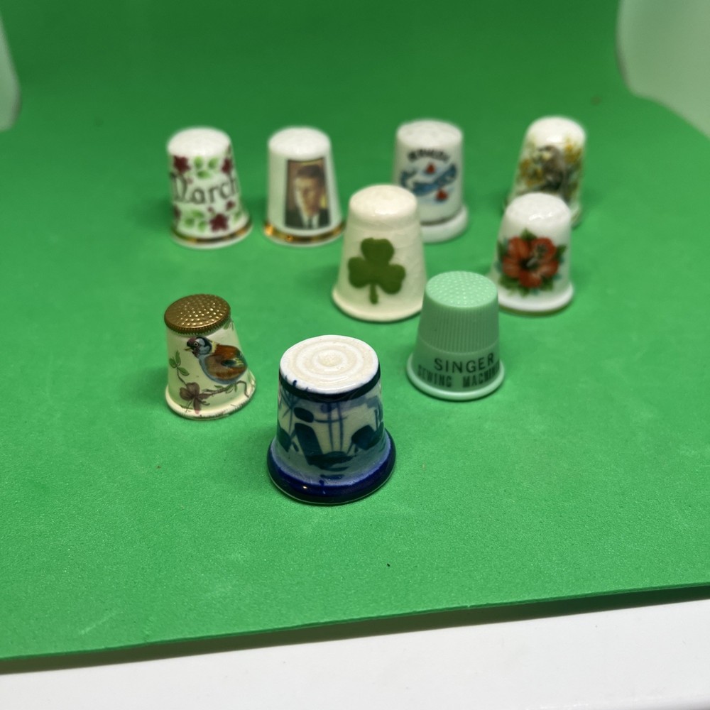 9 Fragile Thimbles / Assorted / Flowers /JFK / Etc.
