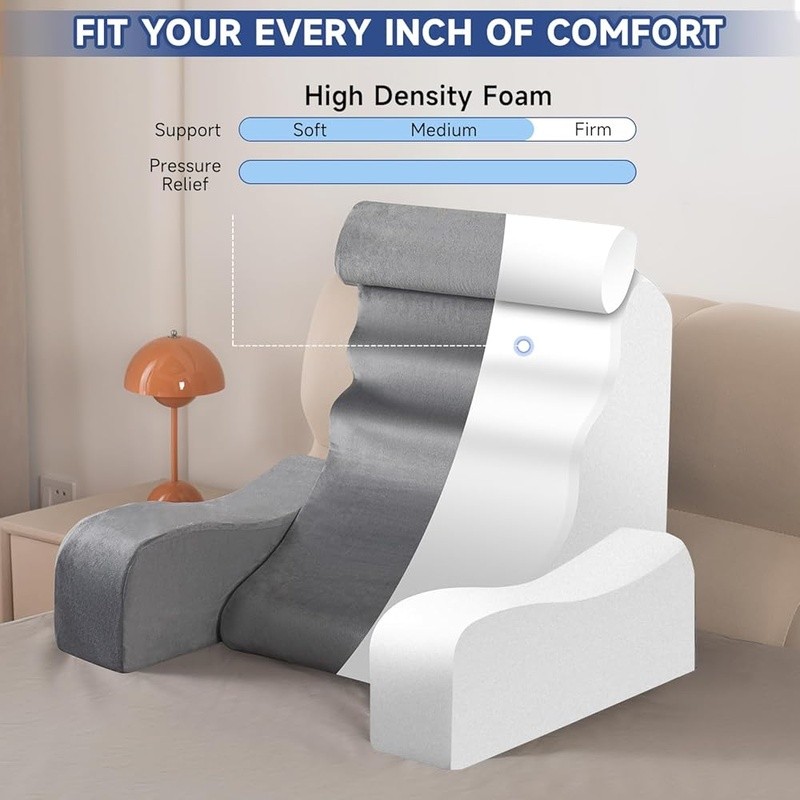 Memory Foam Backrest Pillow Ergonomic Design Adjustable Headrest Arm Comfort New