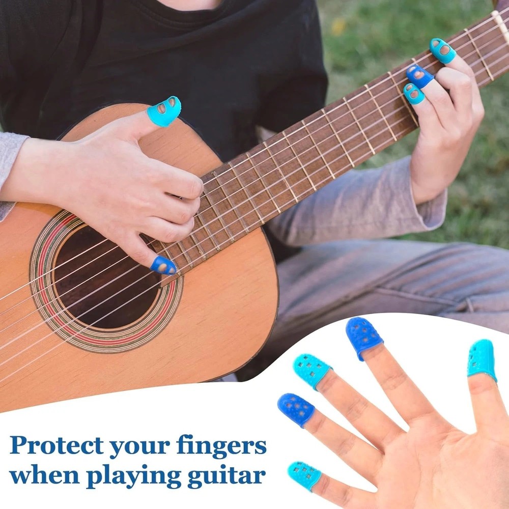 20 Pcs Rubber Finger Tips Guitar Fingertip Protector Pads